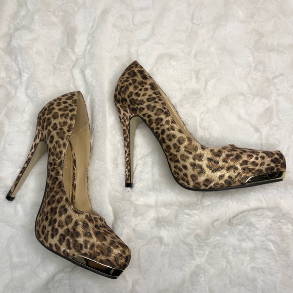 Leopard Print Glitter Heels - Picture 6 of 8